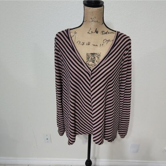 JESSICA Simpson striped long sleeve flowy tee‎ shirt size large - Picture 1 of 5